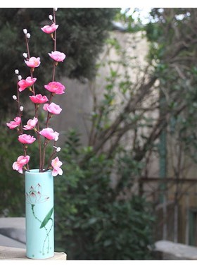 创意家居办公电脑桌青瓷花瓶插梅花艺术窗台玄关儿童房床头柜摆件