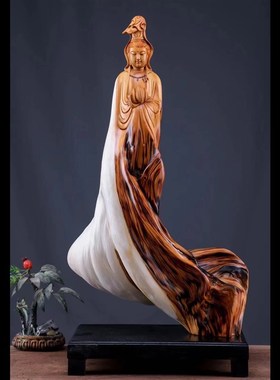 太行崖柏根雕摆件客厅观音陈化老料木雕原木树根原木雕刻工艺品