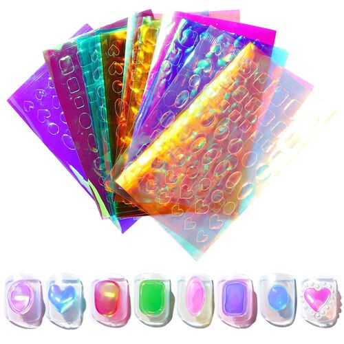 11 Sheets of Aurora Ice Glass ers for Nail Art, Large Hologr - 图0