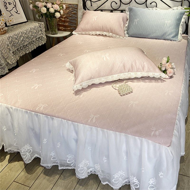 夏季冰丝凉席三件可机洗公主风床裙高端冰豆豆空调凉席子20新款,淘宝优惠券,粉丝福利购,淘宝优惠卷