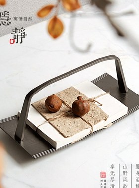 怀旧复古陶罐花瓶样板间客厅办公书房装饰画中式提篮托盘摆件组合