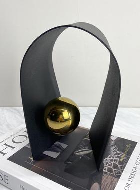 简约现代黑色金球铁艺金属拱门创意艺术摆件样板房桌面装饰摆设