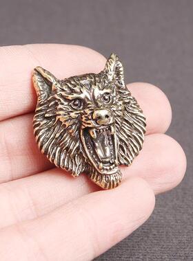 黄铜做旧狼头财布扣个性朋克风格皮具装饰扣DIY狼图腾皮包扣