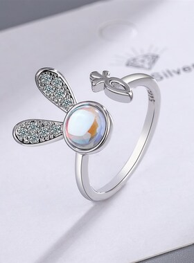 Exquisite Opal Fox Rings For Women Shiny Zircon Animal Rabbi