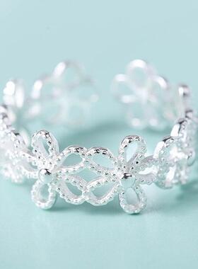 Silver Plated Flower Petals Rings For Women Girl Sweet Simpl