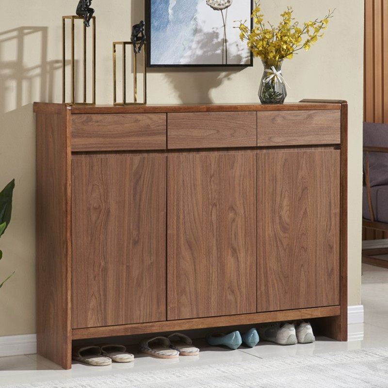 现代中式多层鞋柜大容量门口玄关柜隔断柜多功能橡木框架鞋柜实木,淘宝优惠券,粉丝福利购,淘宝优惠卷