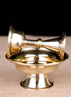 藏传黄铜护法杯供杯 圣水杯抛光光面护法盘家居大中小多款可选