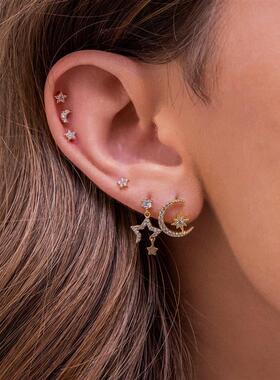 New Design Stainless Steel Cubic Zirconia Chain Hoop Earring