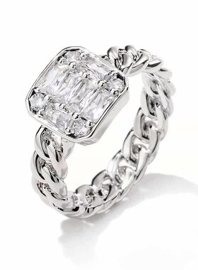 ins personality simple design sense woven chain ring women