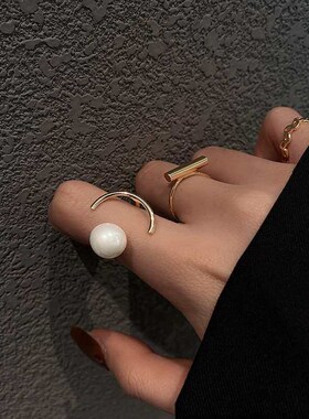 Ins tendy Simple Ring Womens Distinctive Pearl Finger Ring