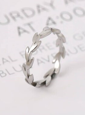 Stainless Steel Fashion Womens Open Enclose Leaf Rings Girl