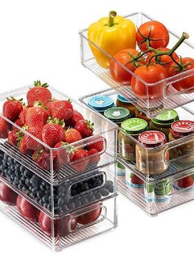 4Pcs Refrigerator Organizer Bins Stackable Fridge