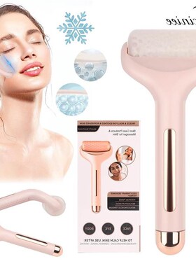 Face Roller Pink Cool Ice Roller Massager for Anti Puffiness