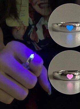 Luminous Love Heart Finger Ring Glow In Dark Fashion Adjusta