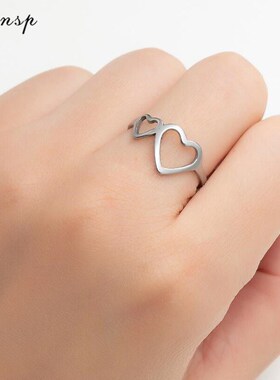Stainless Steel Ring for Women Simple Heart Leaf Cross Star