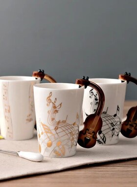 Novelty Music Note Cup Ceramic Guitar Coffee Mugs Personalit
