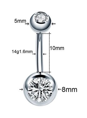 2/5/10PCS Crystal Belly Button Piercing Set Stainless Steel