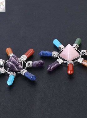 Colorful hexagonal handicraft natural crystal stone simple p
