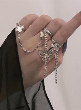 Cool Cute Link Chain Butterfly Ring For Women Personality Op