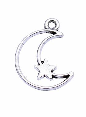 WYSIWYG 20pcs 16x14mm Antique Silver Color Hollow Moon Stars