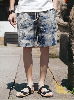 Men s Washed Cotton shorts summer casual short pants for Mal