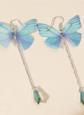 2 Simple Temperament Fresh Blue Butterfly Shape Crystal Tass
