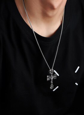 Necklace Mens long cross sweater chain accessories项链男
