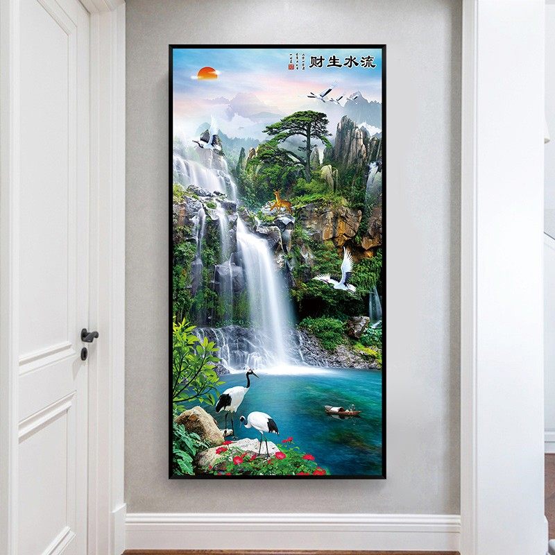 玄关自粘装饰画墙贴中式山水风景画屏风贴纸墙画墙纸壁画壁纸贴画,淘宝优惠券,粉丝福利购,淘宝优惠卷