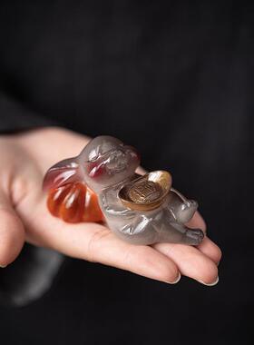 创意变色兔子茶宠摆件精品可养生肖兔茶玩功夫茶具茶桌茶道摆设