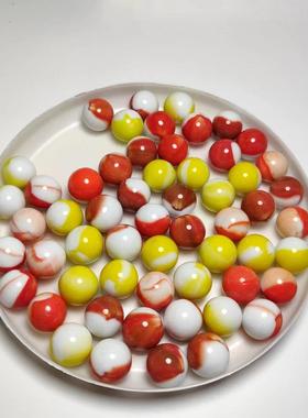 彩色溜溜弹珠跳棋子儿童怀旧玩具礼物16MM混合玻璃珠工艺装饰球