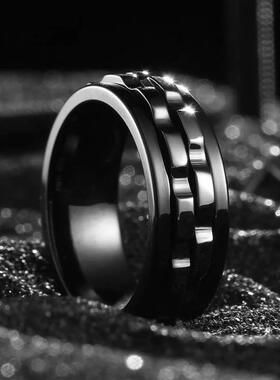 Punk Style Gear Rotating Anxiety Fidget Ring Titanium Steel