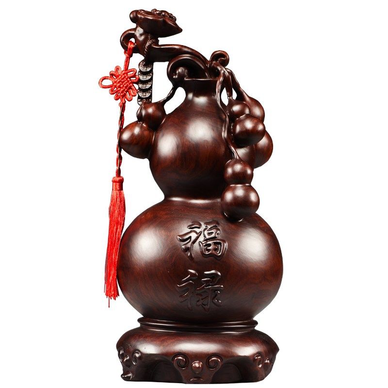 黑檀木雕如意葫芦摆件实木家居客厅电视柜中式装饰乔迁送礼工艺品,淘宝优惠券,粉丝福利购,淘宝优惠卷