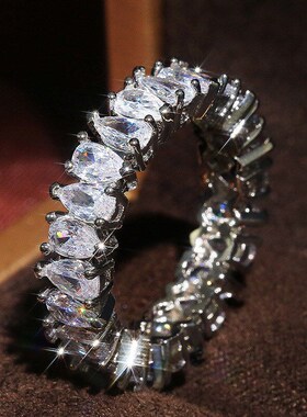 European Fashion Waterdrop Zircon Ring for Women Exaggerated