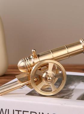 新款黄铜大炮摆件模型迷你意大利炮家居电视柜玄关中式铜摆件