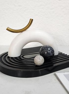 现代极简几何摆件家居软装样板房售楼处酒店客厅玄关装饰品摆件