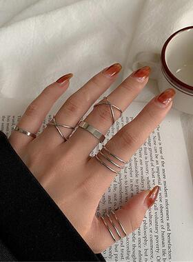 New Punk Finger Rings 6pcs/set Minimalist Smooth Black Geome