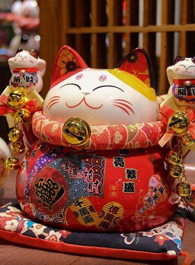 爆款红色日式店铺收银台摆件家居存储钱罐店铺开业礼品