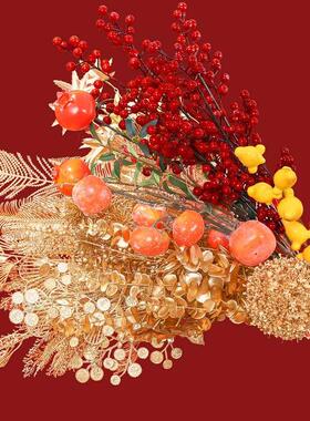 Home+New+Year+Bucket+Flower-arranging+Simulation+Red+Fruit+H