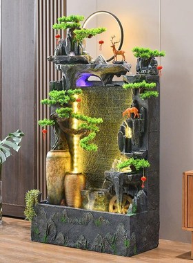 假山水幕循环流水屏风隔断公司酒店会所生财喷泉鱼池景观开业摆件