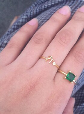 A-Z Initial Rings for Women Open Adjustable Stainless Steel