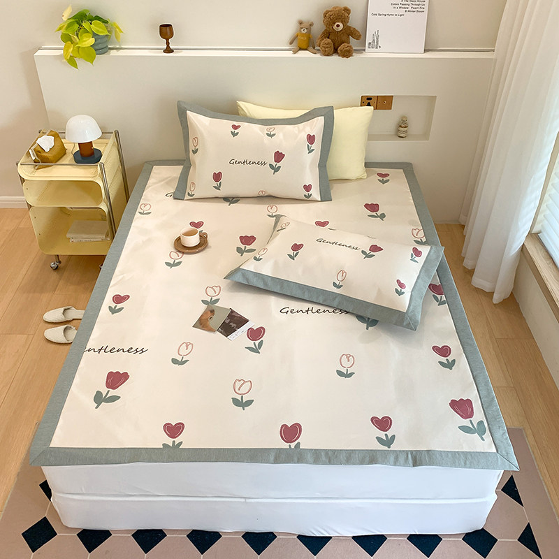 小清新夏季冰丝凉席三件可水洗数码印花1.5米单人空调软席1.8,淘宝优惠券,粉丝福利购,淘宝优惠卷