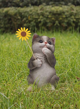 花园小摆件 庭院装饰树脂工艺品家居饰品创意卡通动物小猫摆件