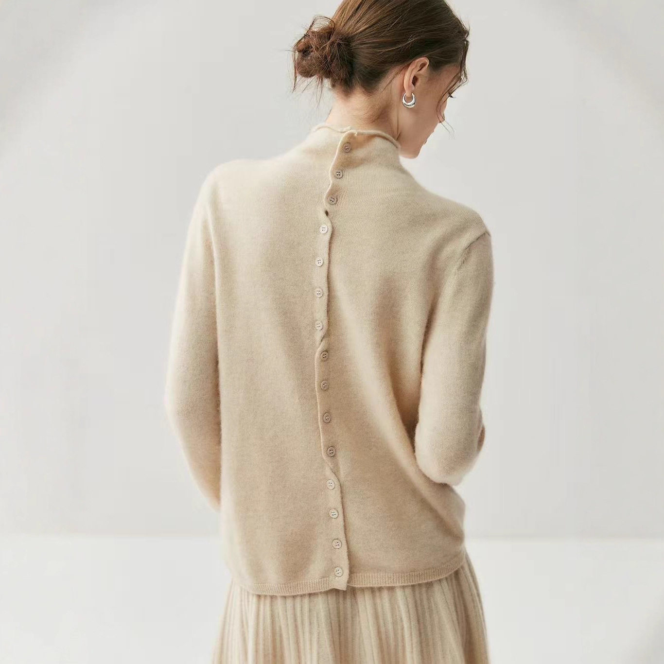 前后双穿软糯baby山羊绒针织开衫女高领外套宽松打底毛衣新品,淘宝优惠券,粉丝福利购,淘宝优惠卷