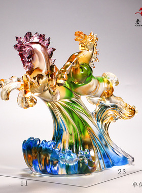 琉璃马摆件和谐共赢并驾齐驱商务礼品马到成功送客户送合作伙伴