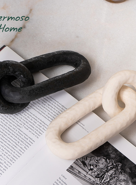 HERMOSO 环环相扣Guth岩礁白陶瓷摆件客厅桌面玄关书房酒柜装饰品