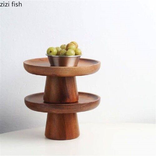 Solid Wood High Footed Dessert Plate Display Stand Cake - 图1