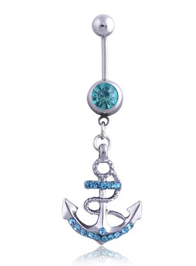 1PC Summer Blue Belly Button Ring Stainless Steel Navel Pier