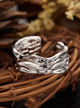 Minimalist Silver Color Geometric Irregular Open Rings Retro