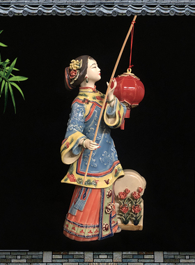 陶瓷工艺品 石湾公仔家居饰品古典仕女摆件创意大师精品满堂吉庆