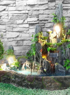 大型招财假山流水喷泉瀑布鱼池阳台露台室内外庭院田园造景观摆件